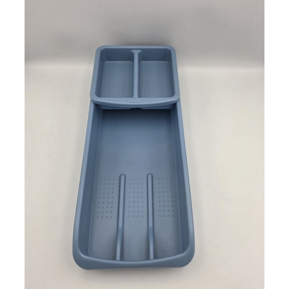 Vtg Rubbermaid 2 Pc. Blue Drawer Organizer Plastic Cutlery  Holder 294 A & B